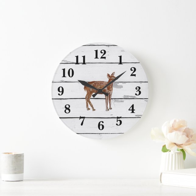 Reloj Redondo Grande Bebé Deer Woodland Animal Paintap (Hogar)