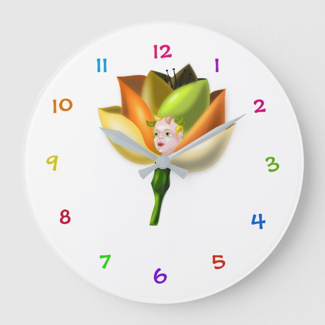 Reloj Redondo Grande Bebé Flor (Anverso)