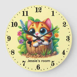 Reloj Redondo Grande Bebé gatito lindo agregar nombre guardería