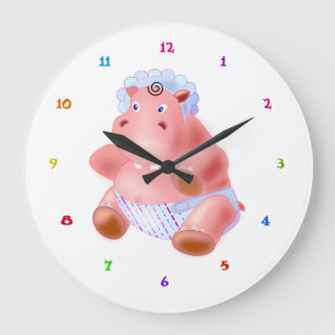 Reloj Redondo Grande Bebé Hippo