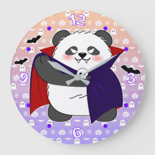 Reloj Redondo Grande Bebé lindo de Halloween Vampiro Panda Dracula