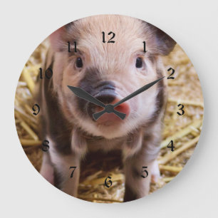 Reloj Redondo Grande Bebé lindo lechón Granja de animales Barnyard Babi