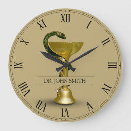 Reloj Redondo Grande Bebe Snake Medical Bowl Hygieia Gold Name