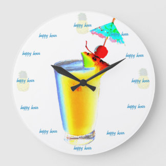 Reloj Redondo Grande Bebida del paraguas de la hora feliz