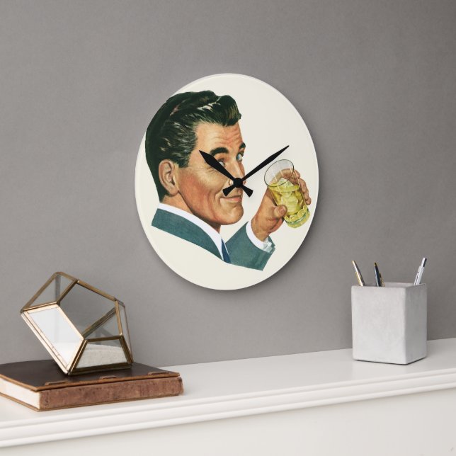 Reloj Redondo Grande Bebidas de Cocktails de época, bebidas de hombre (Oficina)