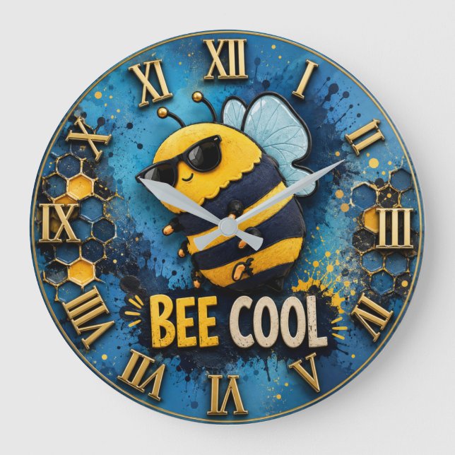 Reloj Redondo Grande Bee Cool Funny Bee  (Anverso)