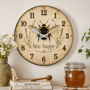 Reloj Redondo Grande Bee Happy Bumble Bee 