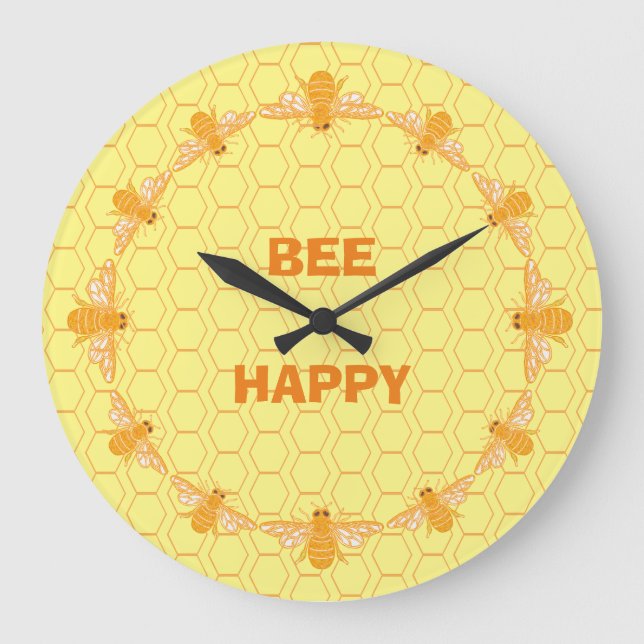 Reloj Redondo Grande Bee Happy honeycomb (Anverso)