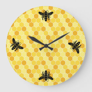 Reloj Redondo Grande Bee Still My Heart Honey Bee Beehive Damask