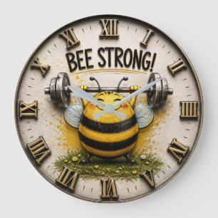 Reloj Redondo Grande Bee Strong Funny Gym Motivational Fitness Decor