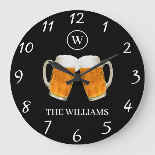Reloj Redondo Grande Beer Cheers Tema Personalizado Familia Nombre inic