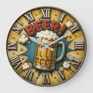 Reloj Redondo Grande Beer Comic Pop Art Beer Mug Man Cave 