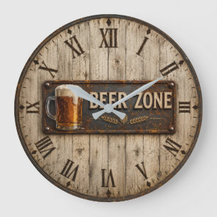Reloj Redondo Grande Beer Zone  Rustic Bar Vintage Pub