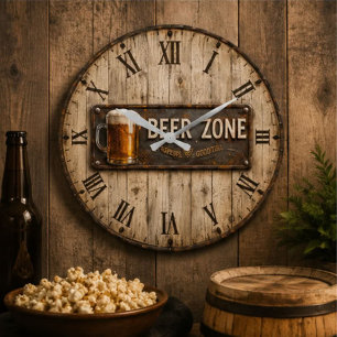 Reloj Redondo Grande Beer Zone Rustic Bar Vintage Pub