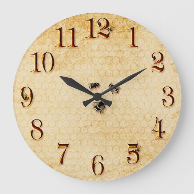 Reloj Redondo Grande Bees and Honeycomb (Anverso)