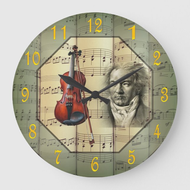 Reloj Redondo Grande Beethoven ~ Orquesta sinfónica ~Viola ~   (Anverso)