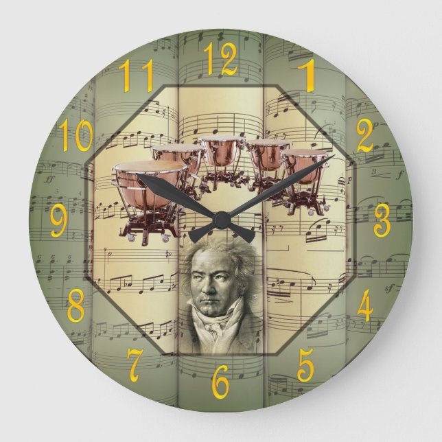 Reloj Redondo Grande Beethoven ~ Symphony Orchestra ~ Timpani ~   (Anverso)