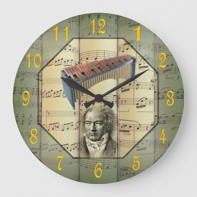 Reloj Redondo Grande Beethoven ~ Symphony Orchestra ~ Xylophone ~   (Anverso)