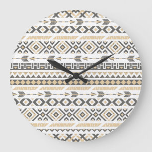 Reloj Redondo Grande Beige étnico sin soldadura: patrón de cosecha