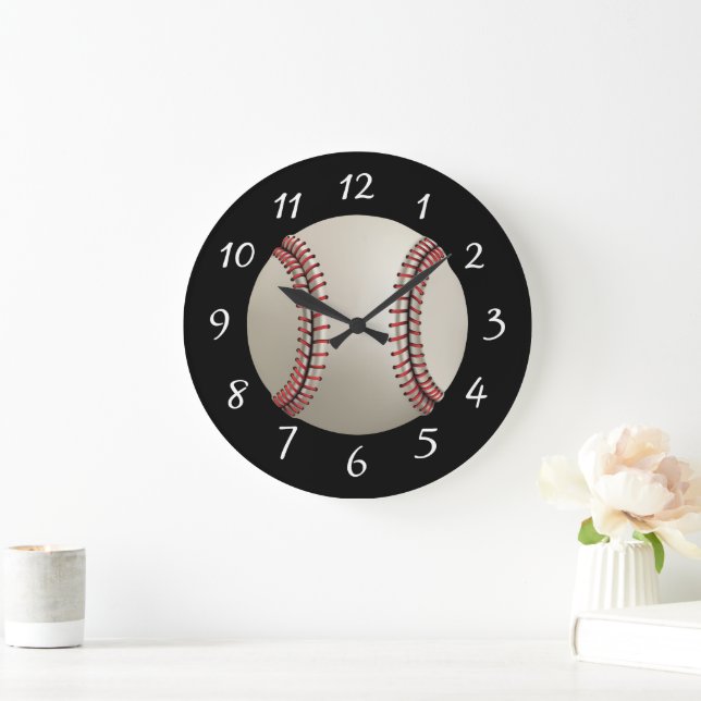 Reloj Redondo Grande Béisbol animado (Hogar)