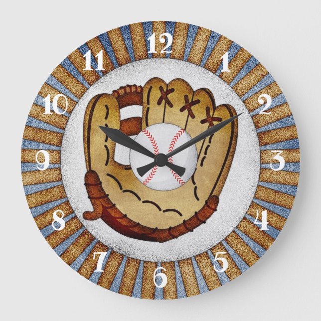 Reloj Redondo Grande Béisbol Glove Wall Clock (Anverso)