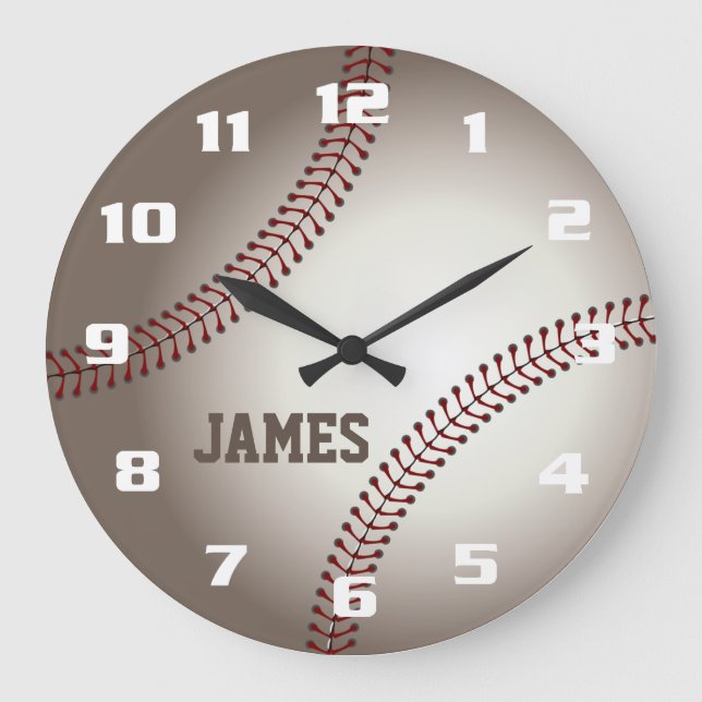 Reloj Redondo Grande Béisbol Monograma (Anverso)