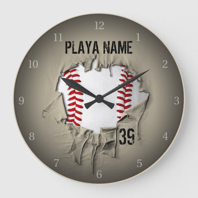 Reloj Redondo Grande Béisbol rasgado (Anverso)