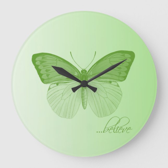 Reloj Redondo Grande Believe Butterfly Lime (Anverso)