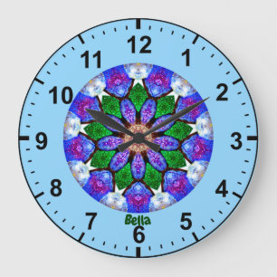 Reloj Redondo Grande BELLA ~ Fractal de conchas pintadas ~