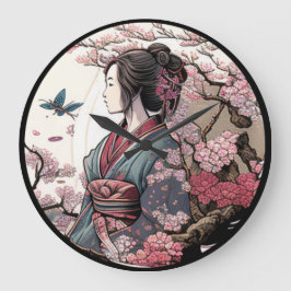 Reloj Redondo Grande Bella Geisha Geiko Geigi Cherry Blossom Sakura