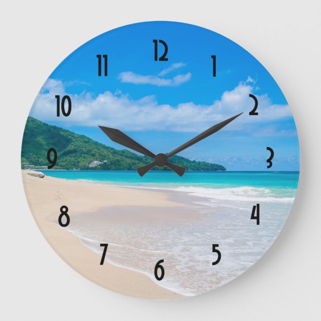 Reloj Redondo Grande Bella Playa Escénica de Destino Tropical (Anverso)