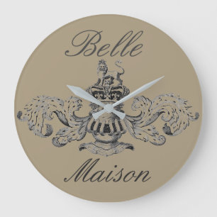 Reloj Redondo Grande "Belle Maison" Escudo heráldico vintage de armas