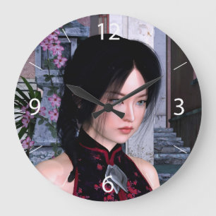 Reloj Redondo Grande Belleza Asiática