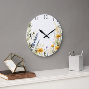 Reloj Redondo Grande Belleza Dainty: Flor Y Hierbas Silvestres,