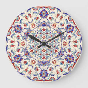 Reloj Redondo Grande Belleza de Mandala: colorido mosaico cultural