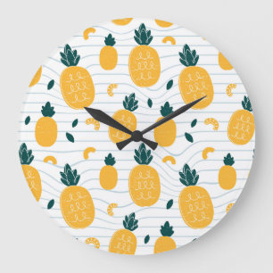 Reloj Redondo Grande Belleza de piña: patrón dibujado a mano