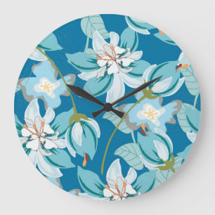 Reloj Redondo Grande Belleza de un motivo retro floral en una decoració