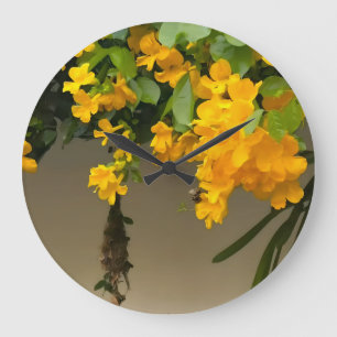 Reloj Redondo Grande Belleza Flor de Oro