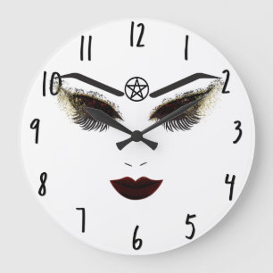 Reloj Redondo Grande Belleza Pentáculo Rostro Pestañas y Maquillaje de 