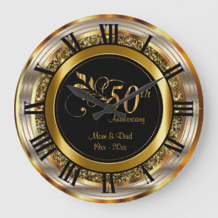 Reloj Redondo Grande Bello 50 Aniversario Dorado