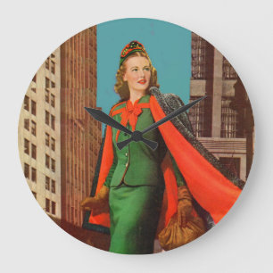 Reloj Redondo Grande bello chica del centro de la ciudad de los años 40