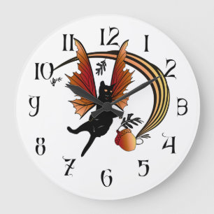 Reloj Redondo Grande Bellota de Gato Cósmico