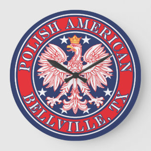 Reloj Redondo Grande Bellville Texas Águila Polaca Estadounidense