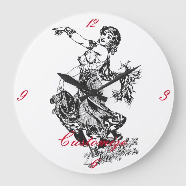 Reloj Redondo Grande Belly árabe bailarina de arte ventilado Thunder_Co (Anverso)