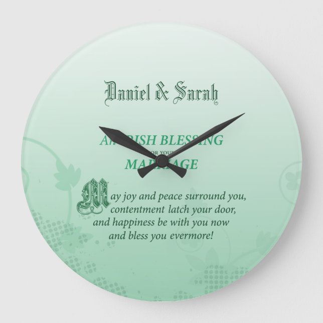 Reloj Redondo Grande Bendición a Boda irlandés (Anverso)
