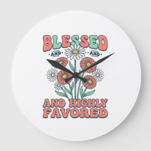Reloj Redondo Grande Bendita y Altamente Favorecida Diseño Floral Vinta