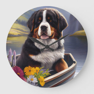 Reloj Redondo Grande Bernese Mountain en una Paddle: Una Aventura Escén