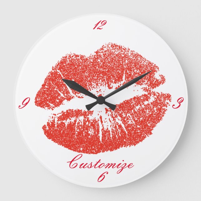 Reloj Redondo Grande Besar labios rojos Thunder_Cove (Anverso)