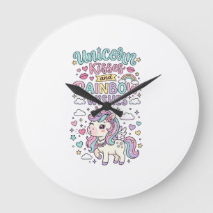 Reloj Redondo Grande Besos de unicornio y deseos de arcoíris Uvas paste