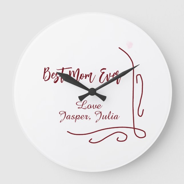 Reloj Redondo Grande Best mom ever red love Spanish border stylish  (Anverso)